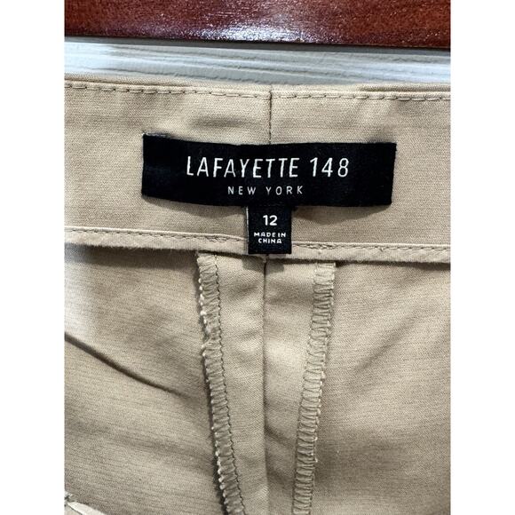 Lafayette 148 New York Bleecker Crop Leg Pants Career Trousers Khaki Tan Size 12 - Picture 8 of 9